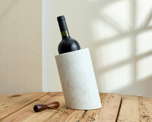 Edele White Marble Wine Bottle Holder-0