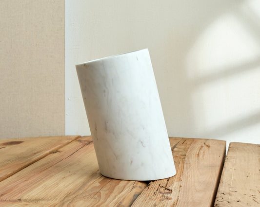 Edele White Marble Wine Bottle Holder-1
