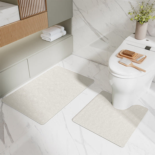 NNEDSZ Beige Bathroom Floor Mat Set - U-Shaped Toilet Mat 50*50cm & Rectangular 50x80cm Mat for Bathroom-0