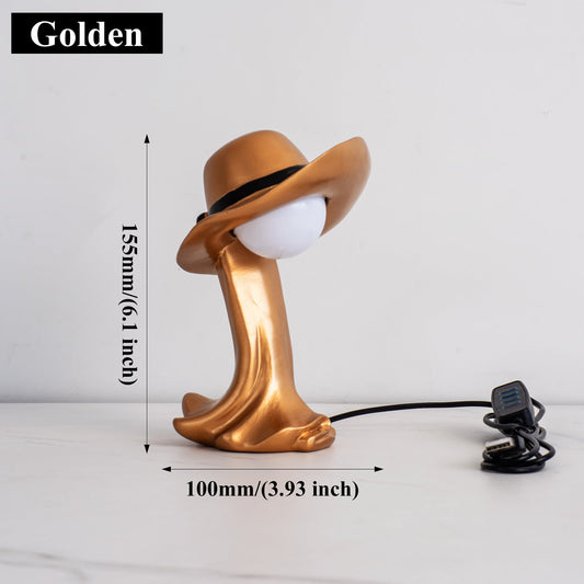 NNEDSZ Gold Creative Cowboy Hat USB Table Lamp for Home and Office Decor-1