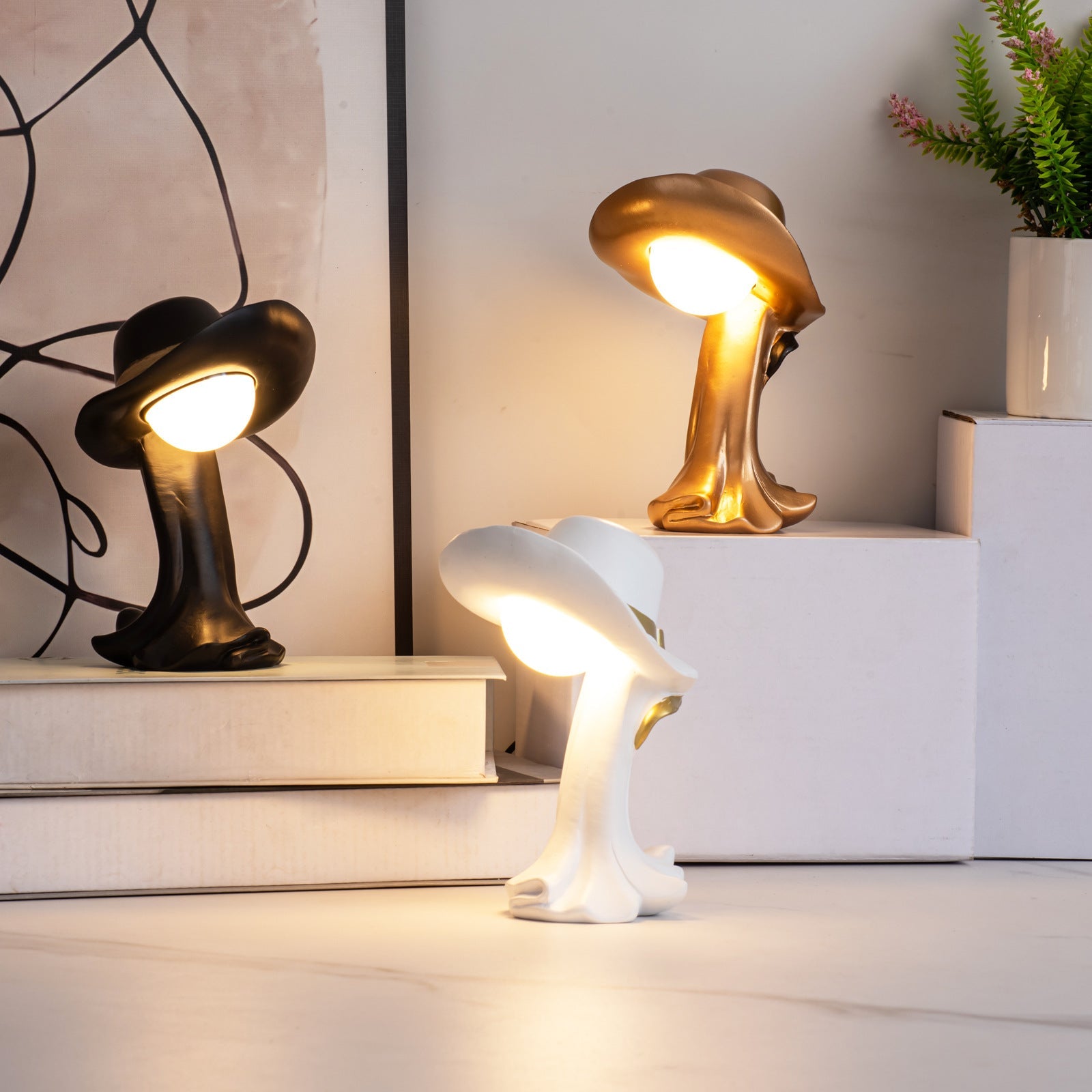 NNEDSZ Gold Creative Cowboy Hat USB Table Lamp for Home and Office Decor-2